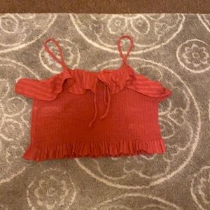Red ruffle crop top